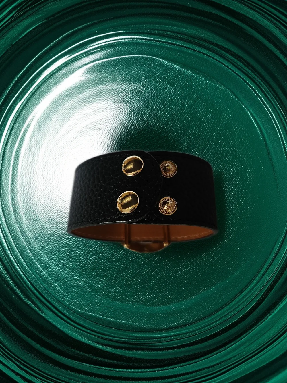 Fendi Black Faux Leather Bracelet with Metal Logo